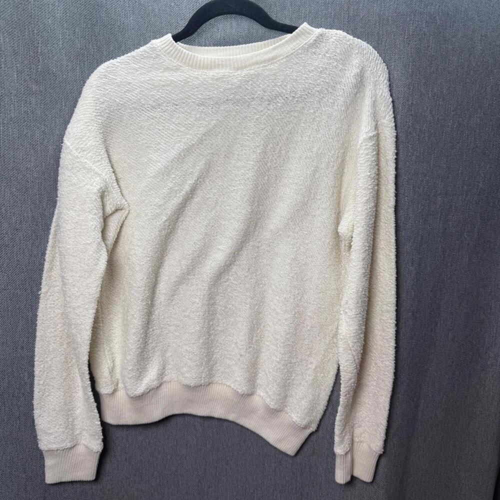 Southern Spirit Women's S White‎ Ivory Casual Textured Crew Neck